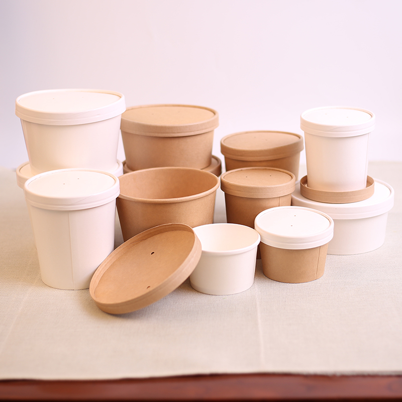 100 Lids Per Pack Ice Cream Paper Cup With Lid Customized Logo for Business Needs