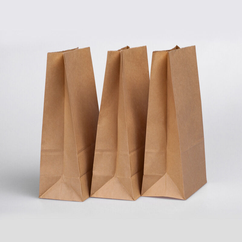 Disposable Custom Logo Kraft Paper Bags Grease Resistant Square Bottom for Fried Chicken Cakes Bread and Flower Packaging