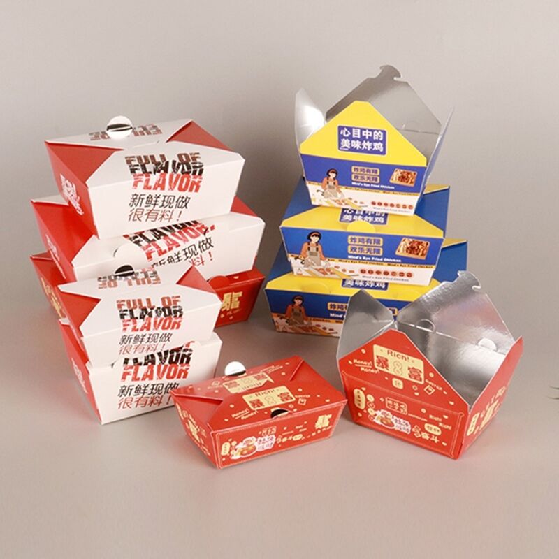 Handelsübliche Hühnerkisten mit automatischem Aufsteigen    Fettbeständige Container für gebratenes Huhn, Flügel, Trommelstangen und Schnitzel (Großhandel)
